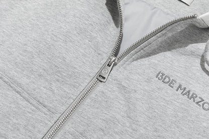 13DE MARZO Lace Edge Zip Hoodie Grey