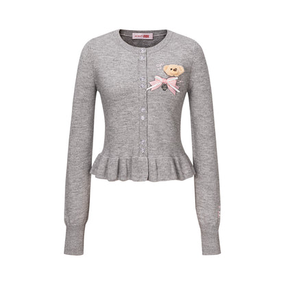 13DE MARZO RONRON Bear Ribbon Cardigan - 13DE MARZO