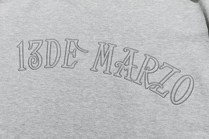 13DE MARZO Lace Edge Zip Hoodie Grey