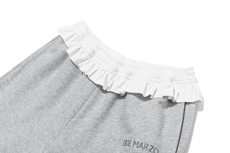 13DE MARZO Lace Edge Sweatpants Grey