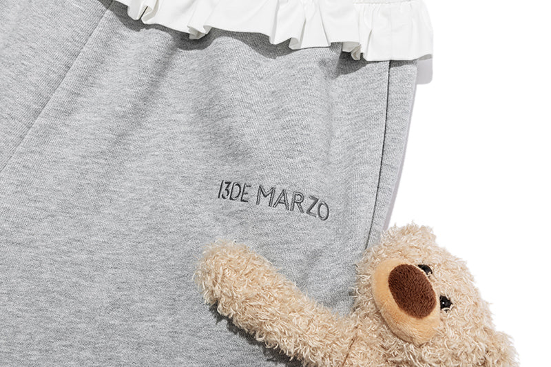 13DE MARZO Lace Edge Sweatpants Grey