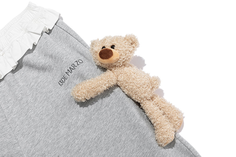 13DE MARZO Lace Edge Sweatpants Grey