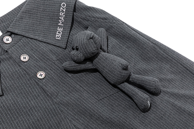 13DE MARZO Bear Shirt Casual Pants Grey