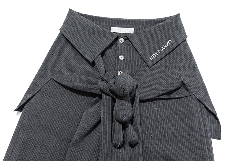 13DE MARZO Bear Shirt Casual Pants Grey