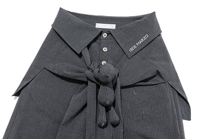 13DE MARZO Bear Shirt Casual Pants Grey