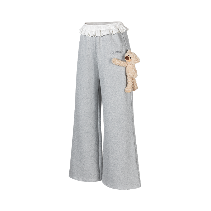 13DE MARZO Lace Edge Sweatpants Grey