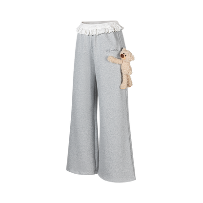 13DE MARZO Lace Edge Sweatpants Grey