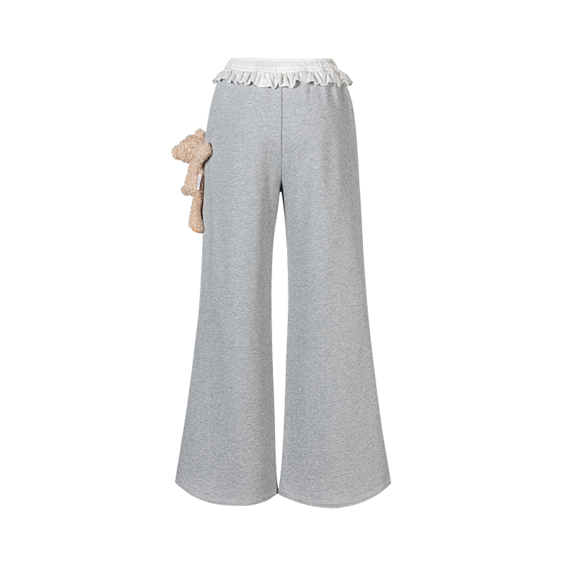 13DE MARZO Lace Edge Sweatpants Grey