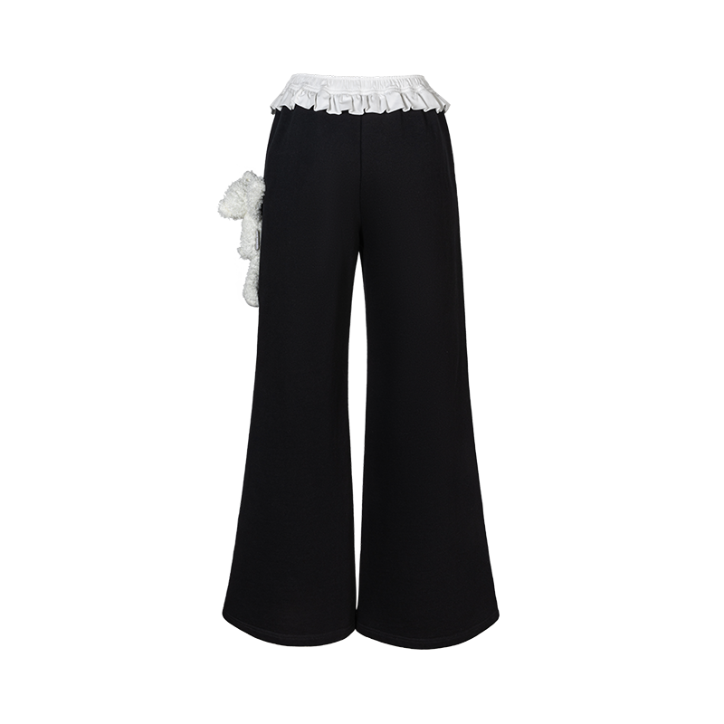 13DE MARZO Lace Edge Sweatpants Black