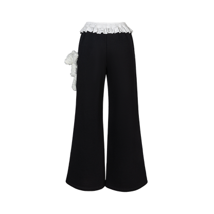 13DE MARZO Lace Edge Sweatpants Black