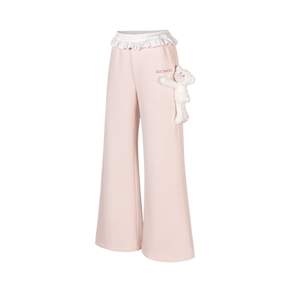 13DE MARZO Lace Edge Sweatpants Pink