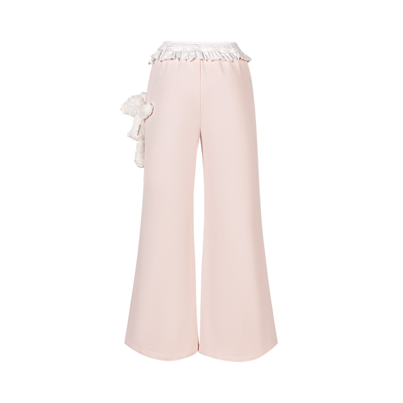 13DE MARZO Lace Edge Sweatpants Pink