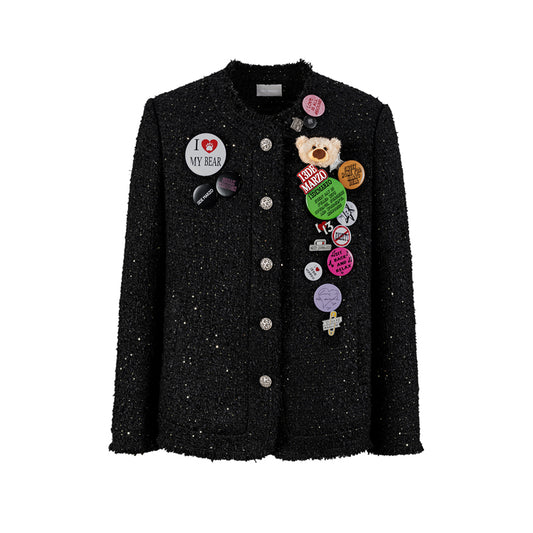 13DE MARZO Badge Vintage Chunky Wool Jacket - 13DE MARZO