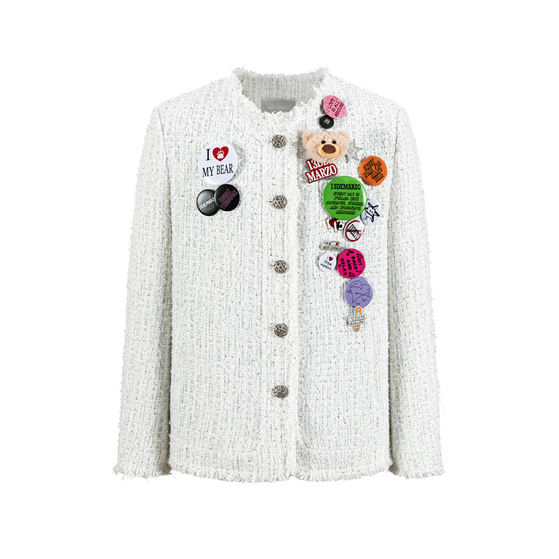 13DE MARZO Badge Vintage Chunky Wool Jacket - 13DE MARZO