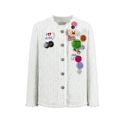 13DE MARZO Badge Vintage Chunky Wool Jacket - 13DE MARZO