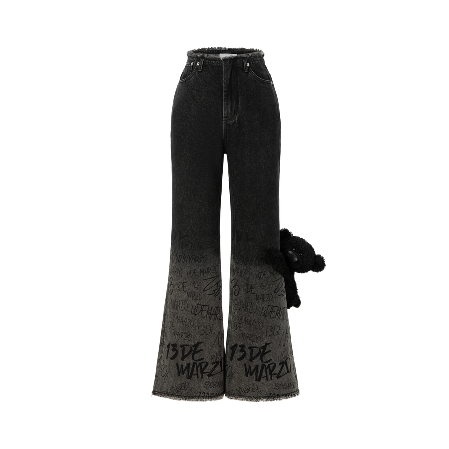 13DE MARZO Bear Gradient Logo Flare Jeans - 13DE MARZO