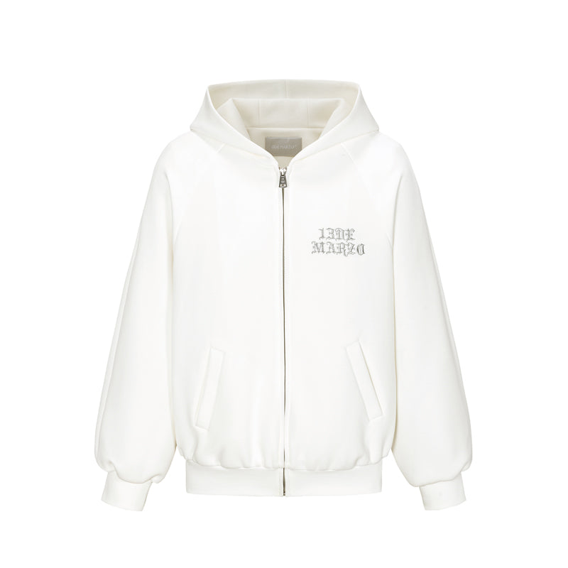☞YODARE BEAR総柄パーカー 13DE MARZO Bear Zip Fuzzy Hoodie - White & Dark Grey