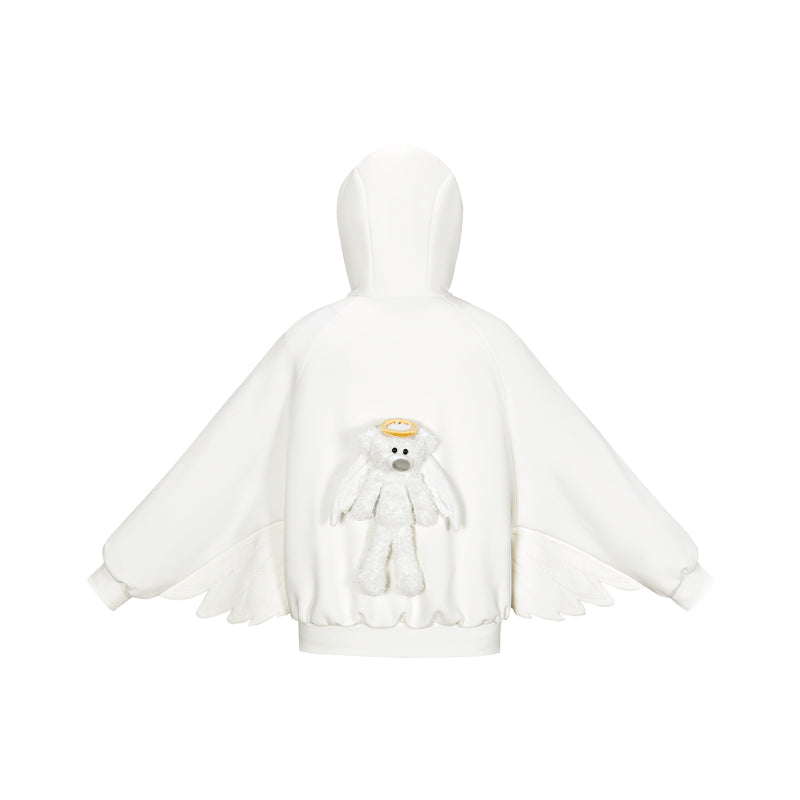 13DE MARZO Angel Devil Bear Zipped Hoodie