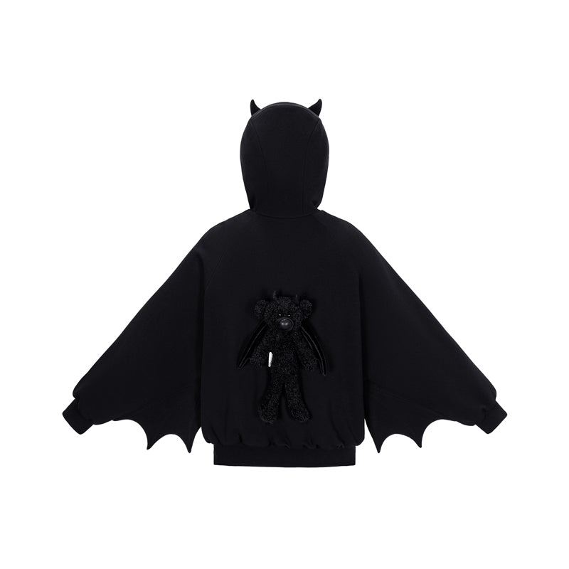 13DE MARZO Angel Devil Bear Zipped Hoodie - 13DE MARZO