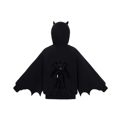 13DE MARZO Angel Devil Bear Zipped Hoodie - 13DE MARZO