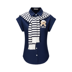 13DE MARZO Golf Shirt Two-Piece Set Navy Blue