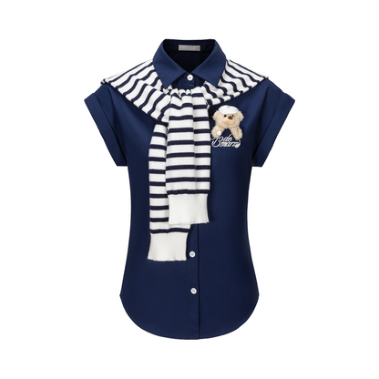 13DE MARZO Golf Shirt Two-Piece Set Navy Blue - 13DE MARZO