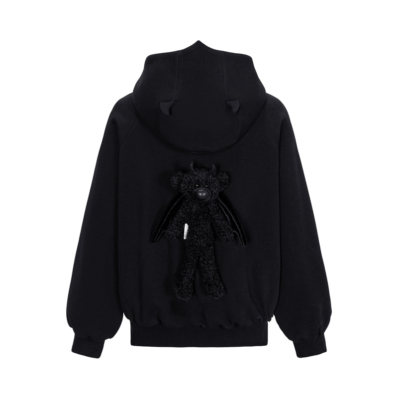 13DE MARZO Angel Devil Bear Zipped Hoodie - 13DE MARZO