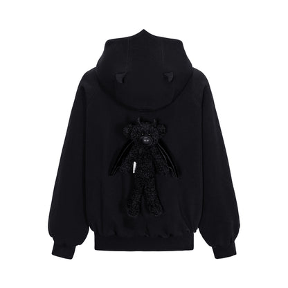 13DE MARZO Angel Devil Bear Zipped Hoodie - 13DE MARZO