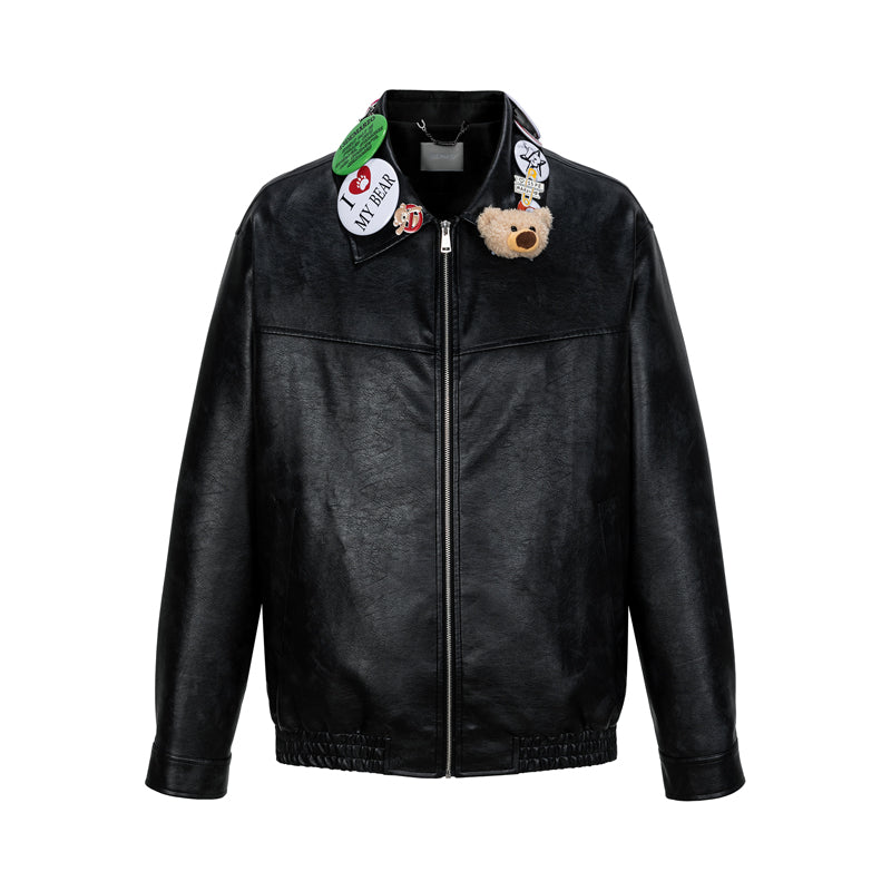 13DE MARZO Badge Leather Jacket - 13DE MARZO