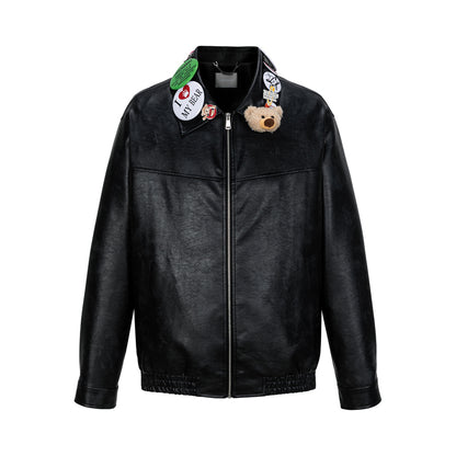 13DE MARZO Badge Leather Jacket - 13DE MARZO