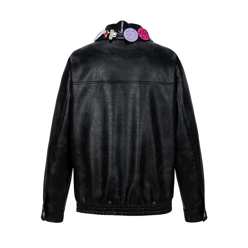 13DE MARZO Badge Leather Jacket - 13DE MARZO