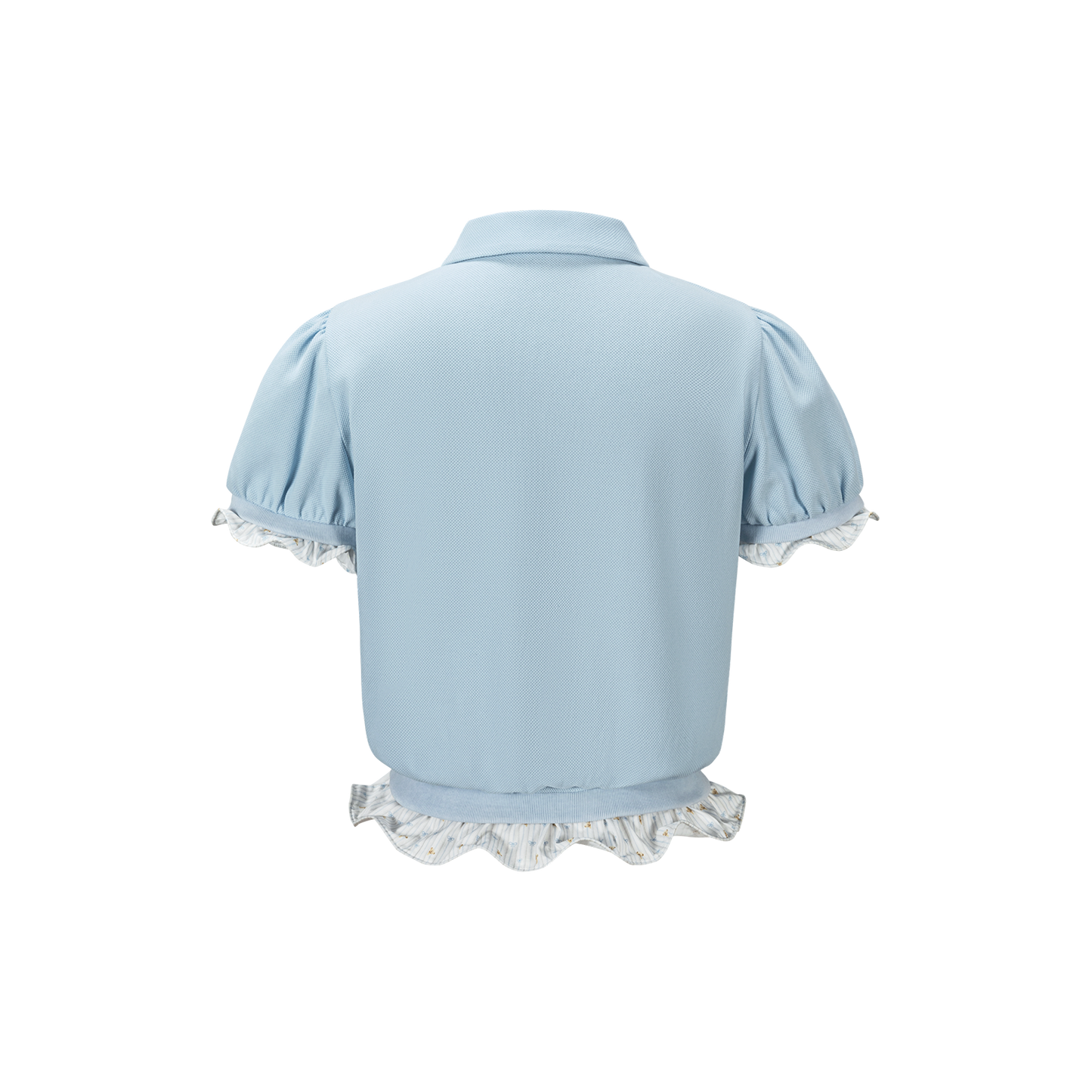 13DE MARZO Smocked Puff Sleeve Polo Style T-shirt - 13DE MARZO