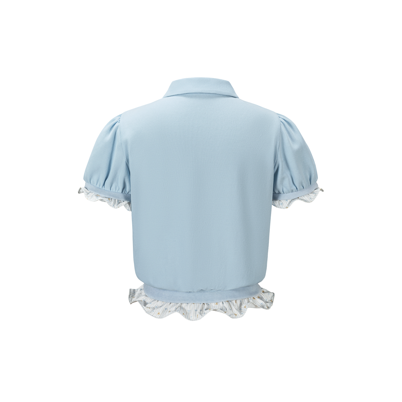 13DE MARZO Smocked Puff Sleeve Polo Style T-shirt - 13DE MARZO
