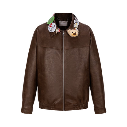 13DE MARZO Badge Leather Jacket - 13DE MARZO