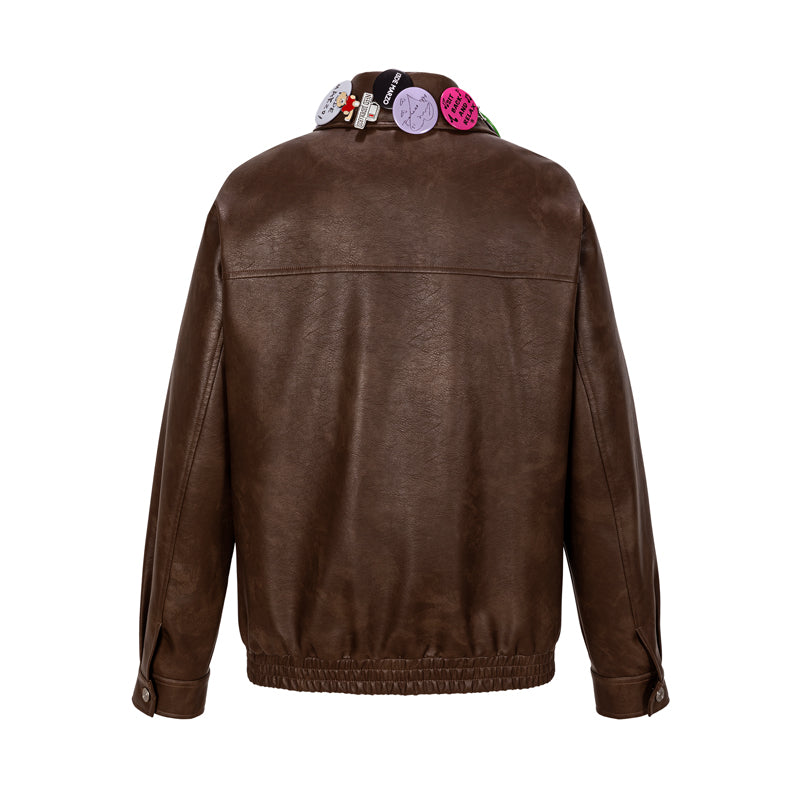 13DE MARZO Badge Leather Jacket - 13DE MARZO