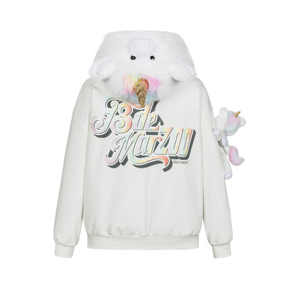 13DE MARZO Unicorn Bear Zipped Hoodie - 13DE MARZO