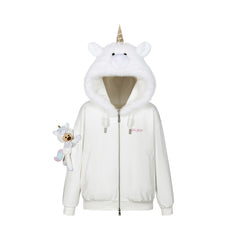 13DE MARZO Unicorn Bear Zipped Hoodie