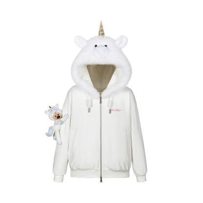 13DE MARZO Unicorn Bear Zipped Hoodie - 13DE MARZO