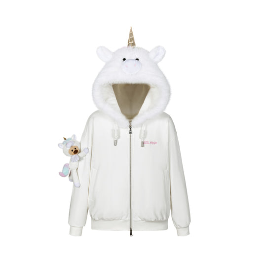 13DE MARZO Unicorn Bear Zipped Hoodie - 13DE MARZO