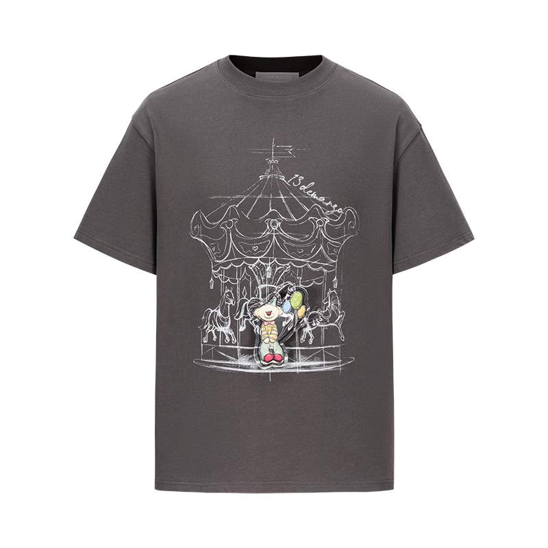 13DE MARZO Carousel Clown Bear T-shirt Grey