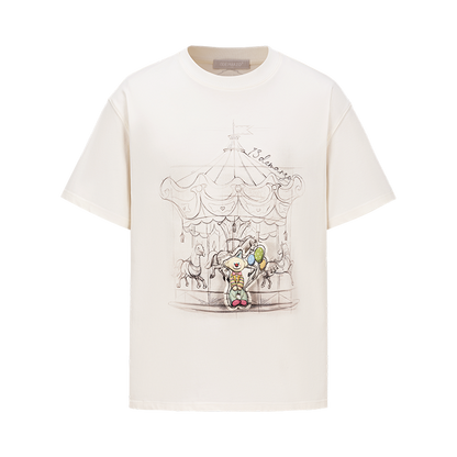 13DE MARZO Carousel Clown Bear T-shirt Beige