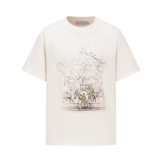 13DE MARZO Carousel Clown Bear T-shirt Beige
