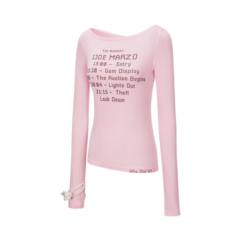 13DE MARZO Timeline Print Undershirt Pink