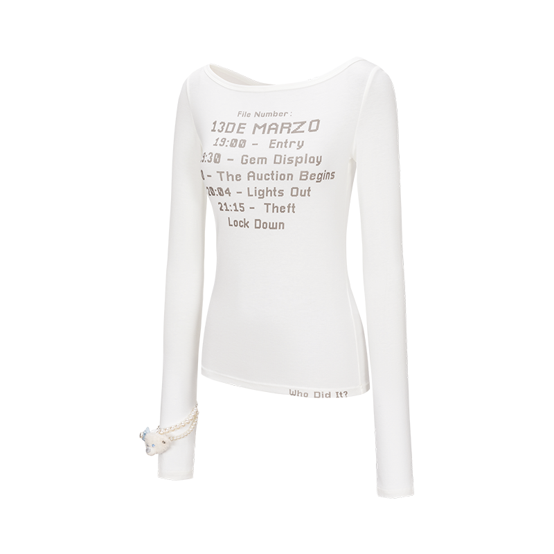 13DE MARZO Timeline Print Undershirt White