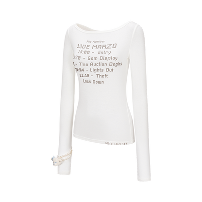 13DE MARZO Timeline Print Undershirt White