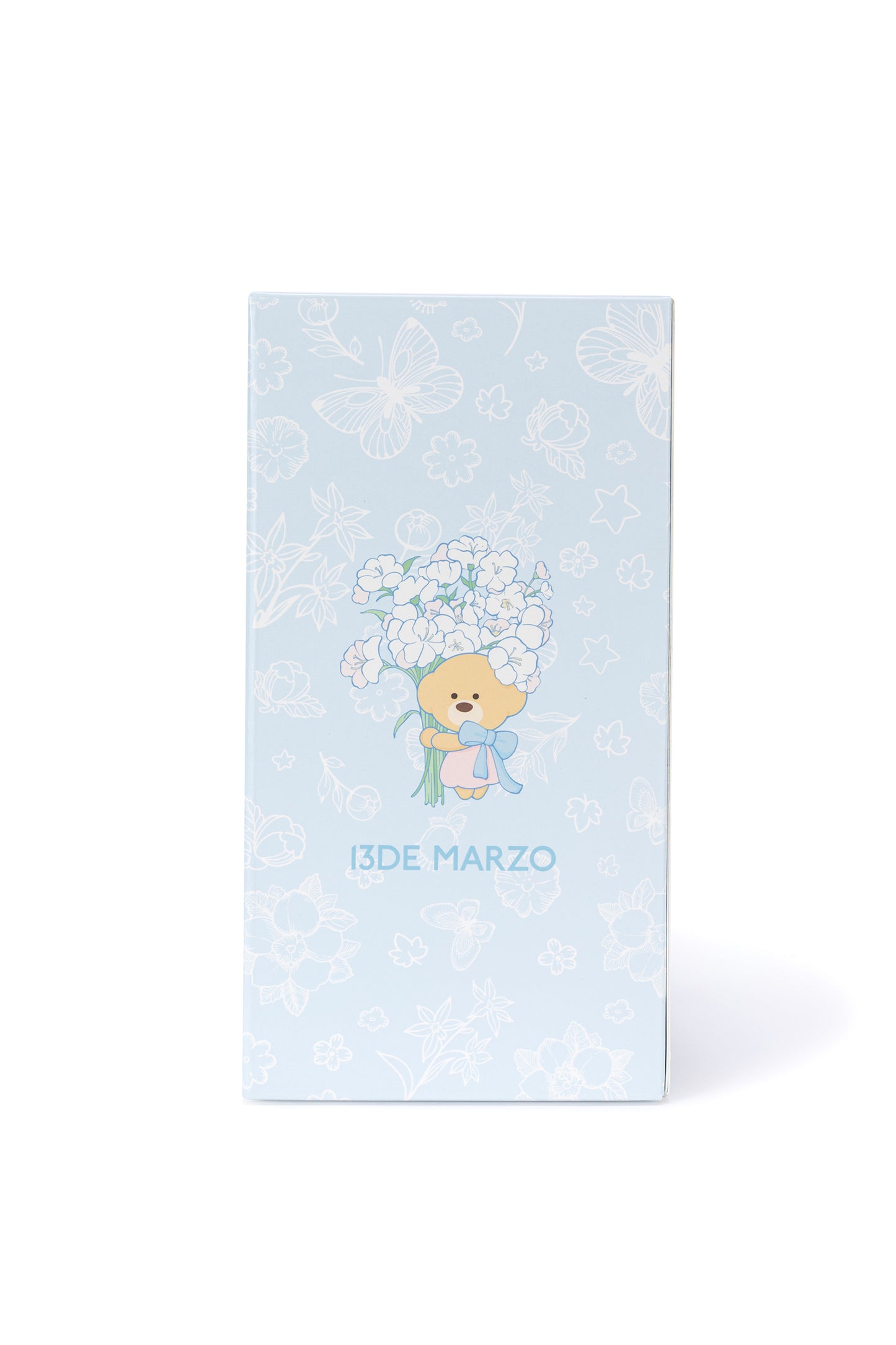 13DE MARZO Embossed Floral Bear Steel Cup Blue