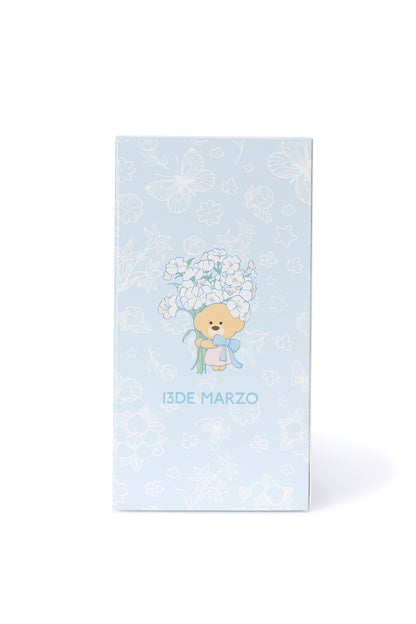 13DE MARZO Embossed Floral Bear Steel Cup Blue
