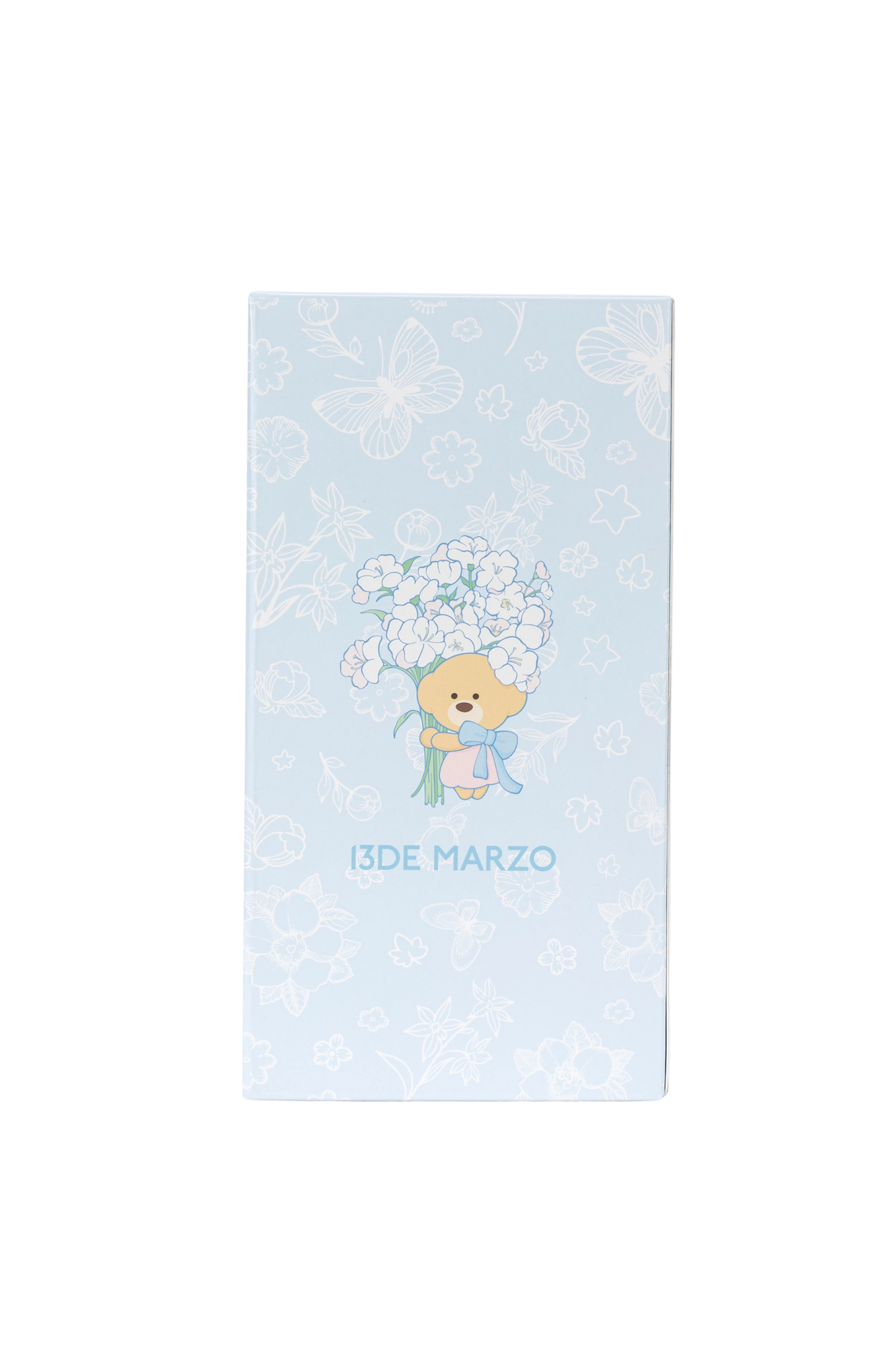 13DE MARZO Embossed Floral Bear Steel Cup Blue