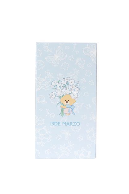 13DE MARZO Embossed Floral Bear Steel Cup Blue