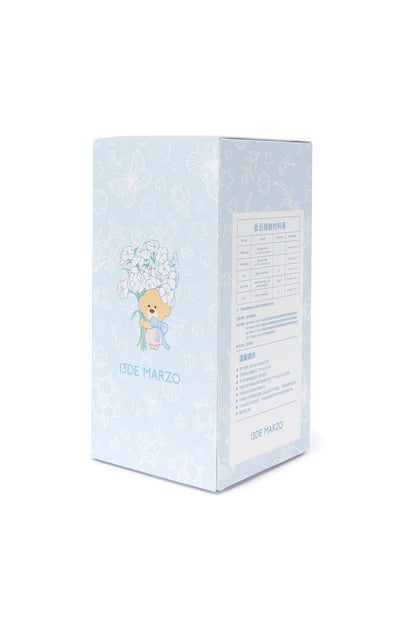 13DE MARZO Embossed Floral Bear Steel Cup Blue